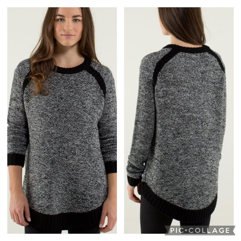 lululemon athletica Black and Gray Crew Neck Sweater